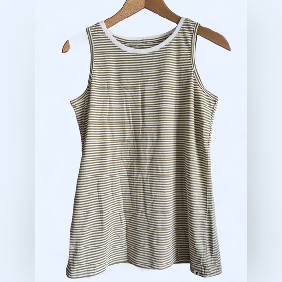 Pact Womens Organic Cotton Preppy Green White Striped Sleeveless Top Small - Picture 1 of 8